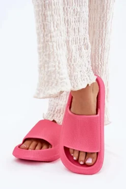 Damskie Lekkie Piankowe Klapki Na Grubej Podeszwie Fuksja Querceria