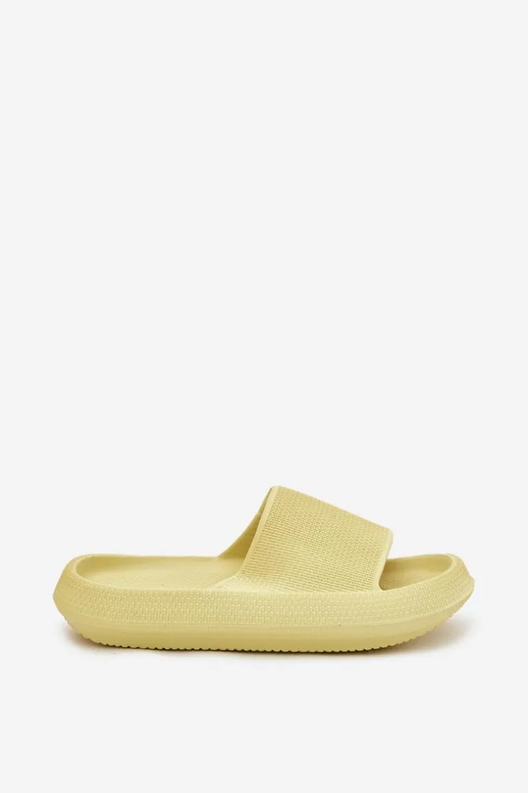 Damskie Lekkie Piankowe Klapki Na Grubej Podeszwie Limonkowe Querceria