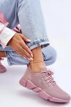 Damskie Lekkie Sneakersy Memory Foam System Big Star JJ274266 Różowe