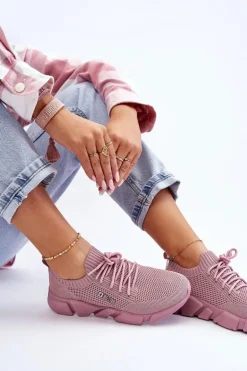 Damskie Lekkie Sneakersy Memory Foam System Big Star JJ274266 Różowe