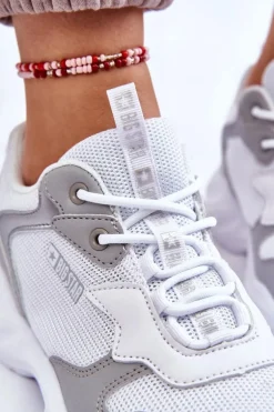 Damskie Lekkie Sportowe Buty Big Star LL274375 Biało-Szare