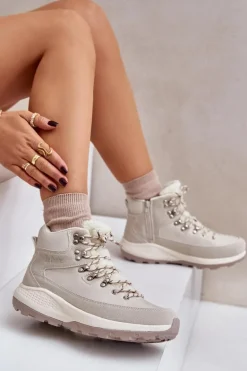 Damskie Lekkie Trapery Na Zamek Lee Cooper LCJ-24-03-3071 Jasnobeżowe