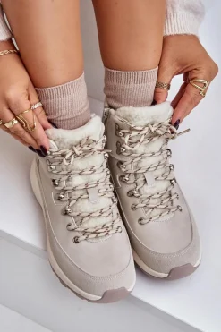 Damskie Lekkie Trapery Na Zamek Lee Cooper LCJ-24-03-3071 Jasnobeżowe