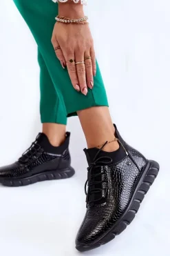 Damskie Lekkie Wsuwane Sneakersy Czarne Soroco