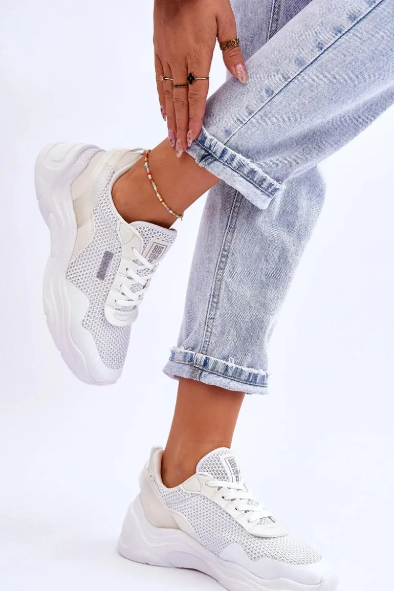 Damskie Materiałowe Buty Sportowe Memory Foam System Big Star LL274A064 Białe