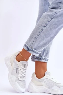 Damskie Materiałowe Buty Sportowe Memory Foam System Big Star LL274A064 Białe