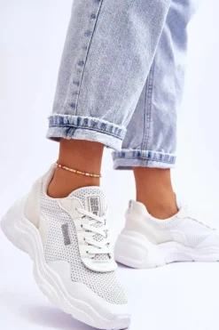 Damskie Materiałowe Buty Sportowe Memory Foam System Big Star LL274A064 Białe