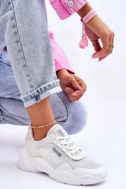 Damskie Materiałowe Buty Sportowe Memory Foam System Big Star LL274A064 Białe