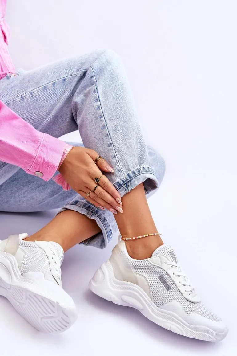 Damskie Materiałowe Buty Sportowe Memory Foam System Big Star LL274A064 Białe