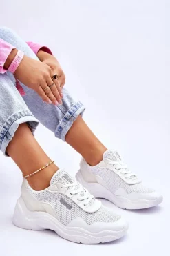 Damskie Materiałowe Buty Sportowe Memory Foam System Big Star LL274A064 Białe