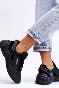 Damskie Materiałowe Buty Sportowe Memory Foam System Big Star LL274A065 Czarne