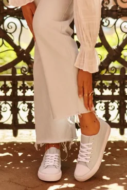 Damskie Materiałowe Klasyczne Niskie Trampki Miętowe Lennabella