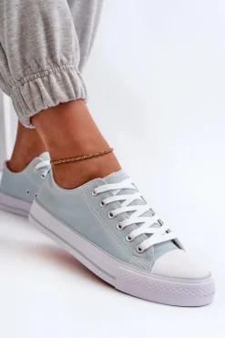 Damskie Materiałowe Klasyczne Niskie Trampki Miętowe Lennabella