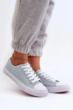 Damskie Materiałowe Klasyczne Niskie Trampki Miętowe Lennabella