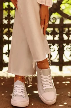 Damskie Materiałowe Klasyczne Niskie Trampki Miętowe Lennabella