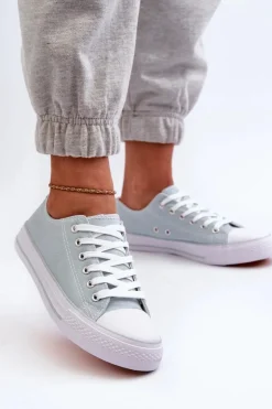 Damskie Materiałowe Klasyczne Niskie Trampki Miętowe Lennabella