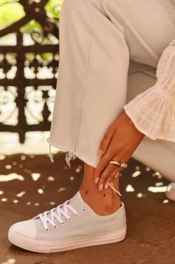 Damskie Materiałowe Klasyczne Niskie Trampki Miętowe Lennabella