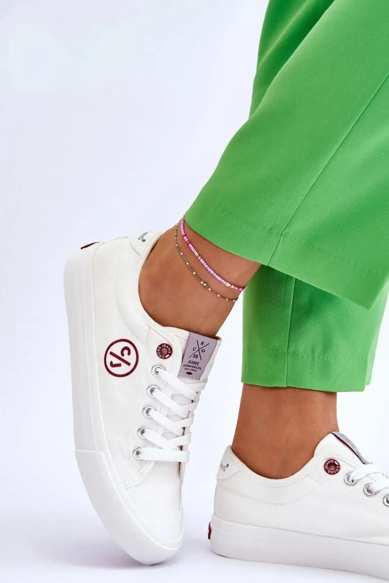 Damskie Materiałowe Tenisówki Cross Jeans LL2R4043 Białe