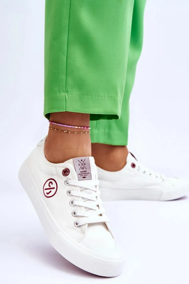 Damskie Materiałowe Tenisówki Cross Jeans LL2R4043 Białe