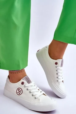 Damskie Materiałowe Tenisówki Cross Jeans LL2R4043 Białe