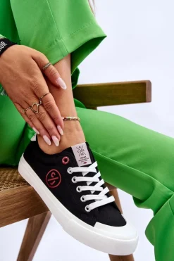 Damskie Materiałowe Tenisówki Cross Jeans LL2R4044 Czarne