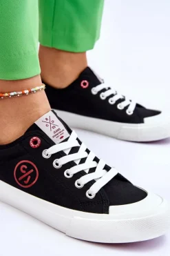 Damskie Materiałowe Tenisówki Cross Jeans LL2R4044 Czarne