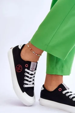 Damskie Materiałowe Tenisówki Cross Jeans LL2R4044 Czarne