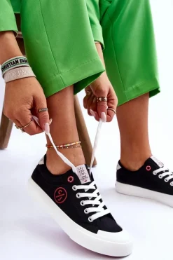 Damskie Materiałowe Tenisówki Cross Jeans LL2R4044 Czarne