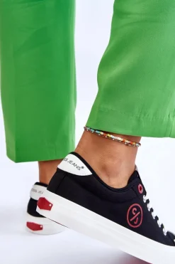 Damskie Materiałowe Tenisówki Cross Jeans LL2R4044 Czarne