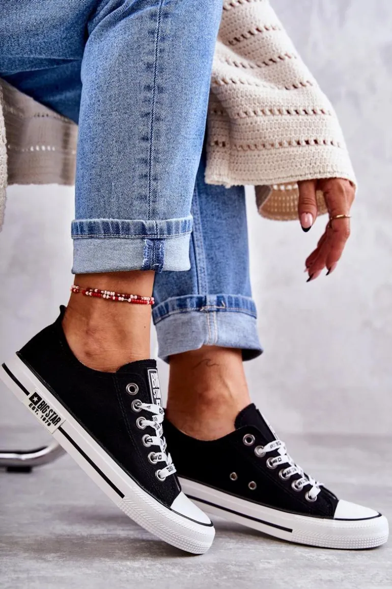 Damskie Materiałowe Trampki Big Star KK274102 Czarne