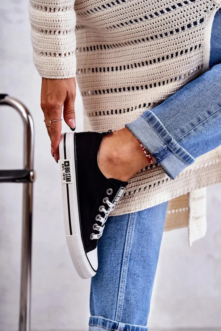 Damskie Materiałowe Trampki Big Star KK274102 Czarne