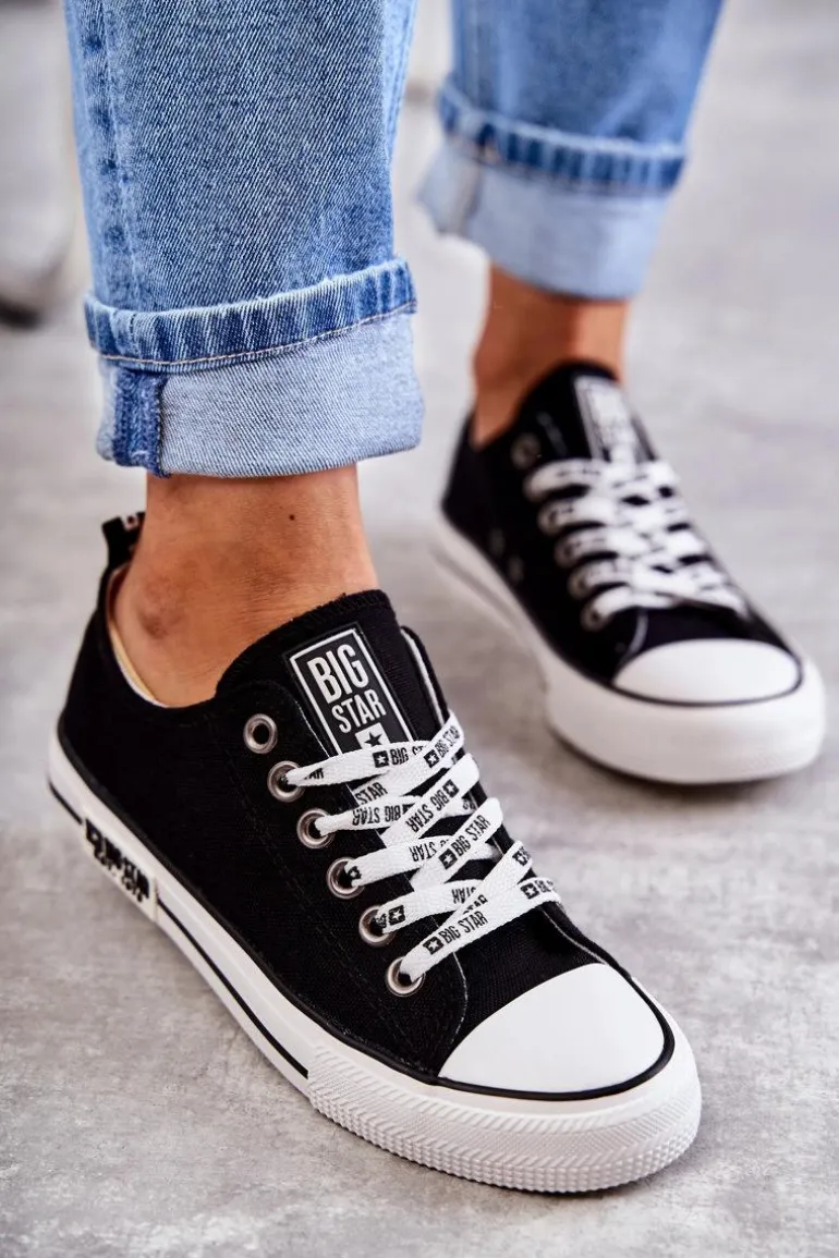 Damskie Materiałowe Trampki Big Star KK274102 Czarne