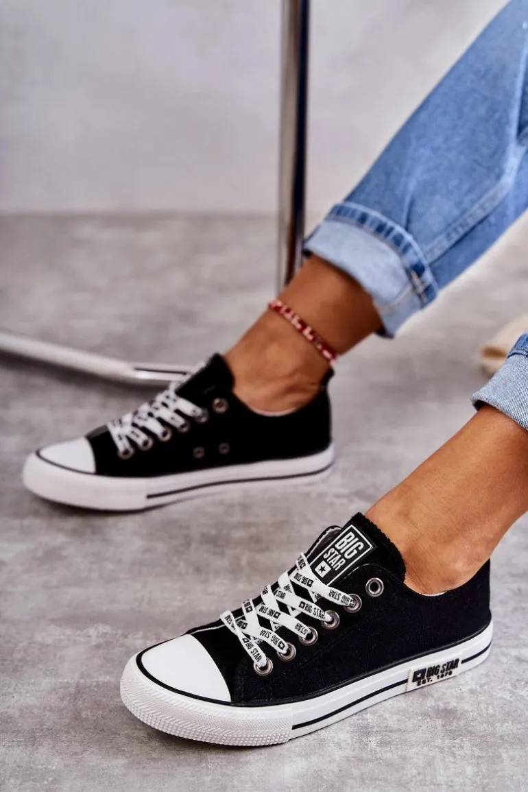 Damskie Materiałowe Trampki Big Star KK274102 Czarne