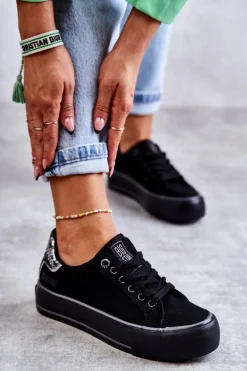 Damskie Materiałowe Trampki Big Star KK274036 Czarne