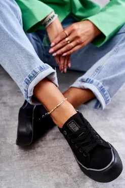 Damskie Materiałowe Trampki Big Star KK274036 Czarne