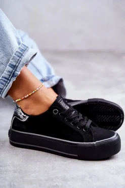 Damskie Materiałowe Trampki Big Star KK274036 Czarne