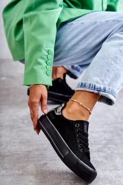 Damskie Materiałowe Trampki Big Star KK274036 Czarne