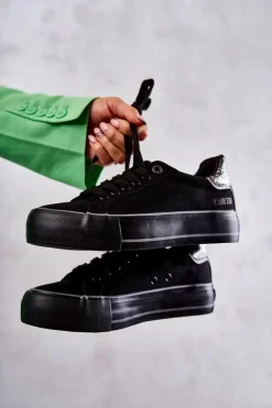 Damskie Materiałowe Trampki Big Star KK274036 Czarne