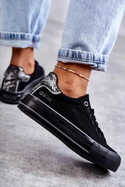 Damskie Materiałowe Trampki Big Star KK274036 Czarne