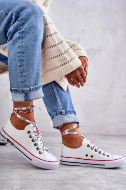 Damskie Materiałowe Trampki Big Star KK274101 Białe