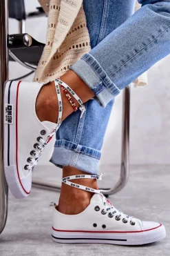 Damskie Materiałowe Trampki Big Star KK274101 Białe