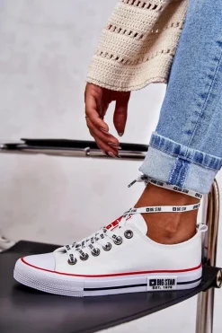 Damskie Materiałowe Trampki Big Star KK274101 Białe