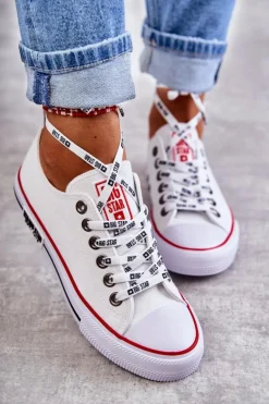 Damskie Materiałowe Trampki Big Star KK274101 Białe