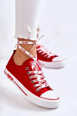 Damskie Materiałowe Trampki Big Star KK274104 Czerwone