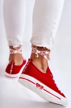 Damskie Materiałowe Trampki Big Star KK274104 Czerwone