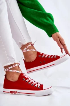 Damskie Materiałowe Trampki Big Star KK274104 Czerwone