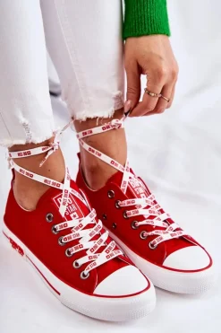 Damskie Materiałowe Trampki Big Star KK274104 Czerwone