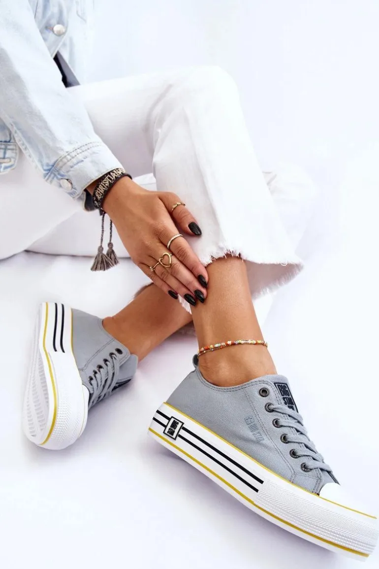 Damskie Materiałowe Trampki Na Platformie Big Star LL274183 Jasnoniebieskie