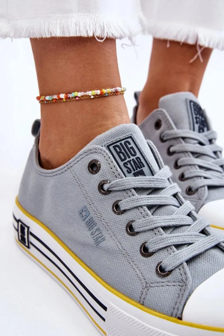 Damskie Materiałowe Trampki Na Platformie Big Star LL274183 Jasnoniebieskie