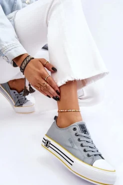 Damskie Materiałowe Trampki Na Platformie Big Star LL274183 Jasnoniebieskie